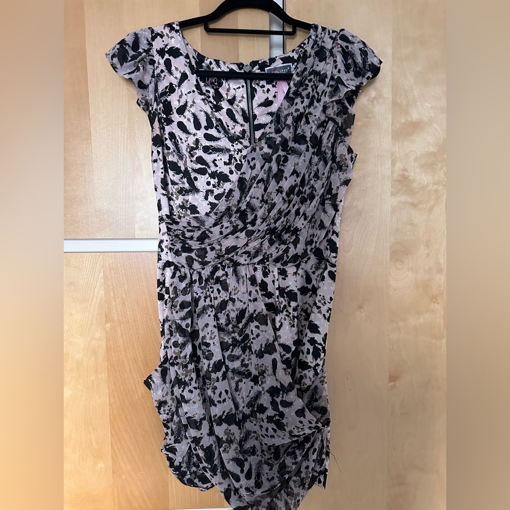 Lipsy Black and Cream Asymmetrical Dress